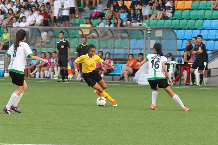 Cheryl Lim plays football for Victoria Junior College.