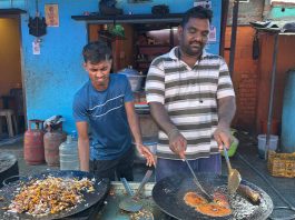 Frying fish on Marina Road, Chennai