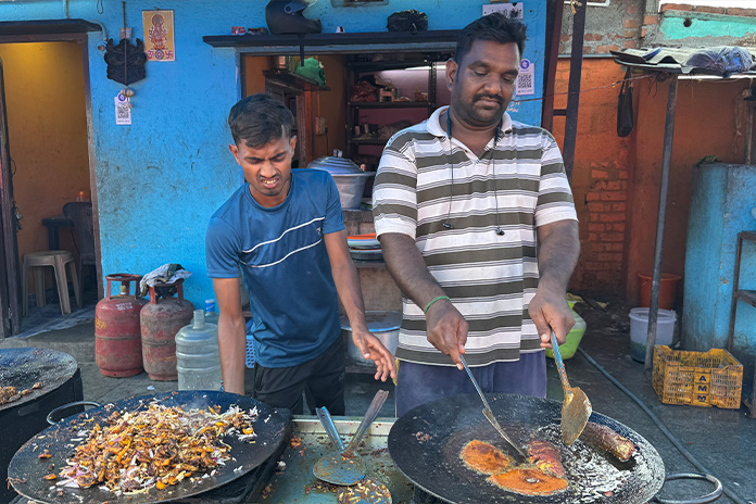 Frying fish on Marina Road, Chennai